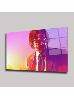 Steelartdec John Wick Keanu Reeves Cam Tablo – Renkli Pop Art Yatay Duvar Dekoru