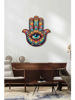 Steelartdec Renklerin Sihri Hamsa Metal Tablo – Soyut Modern Duvar Dekoru