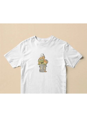 Buzagi Unisex Tişört Sesame Street Beyaz