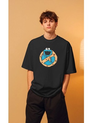 Buzagi Unisex Oversize Tişört Kurabiye Canavarı