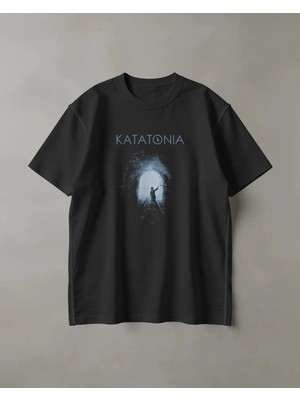 Buzagi Unisex Tişört Katatonia Baskılı Siyah Organik Pamuk