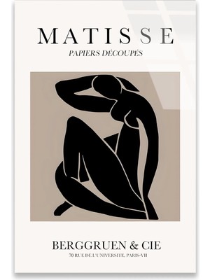 Steelartdec Matisse Tarzı Siyah Figür Minimalist Cam Tablo