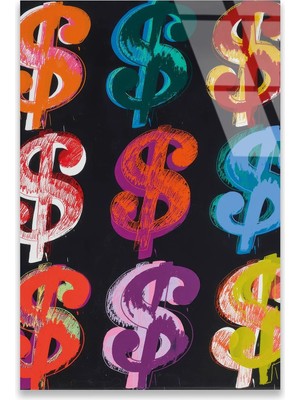 Steelartdec Renkli Dolar Işaretleri Pop Art Cam Tablo