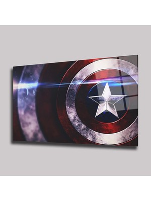 Steelartdec Kaptan Amerika Kalkanı Cam Tablo – Sinematik Dekor