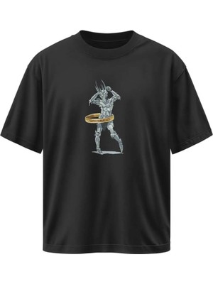 Buzagi Unisex Oversize Tişört Lord Of The Rings Siyah