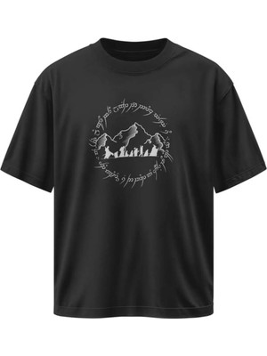 Buzagi Unisex Oversize Tişört Lord Of The Rings Siyah