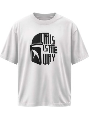 Buzagi Unisex Oversize Tişört Star Wars Beyaz