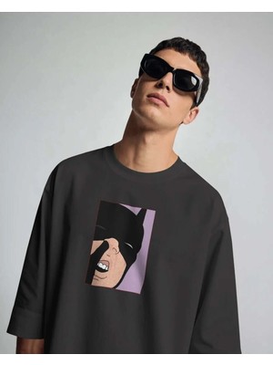 Buzagi Unisex Oversize Tişört Batman Siyah