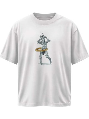 Buzagi Unisex Oversize Tişört Lord Of The Rings Beyaz