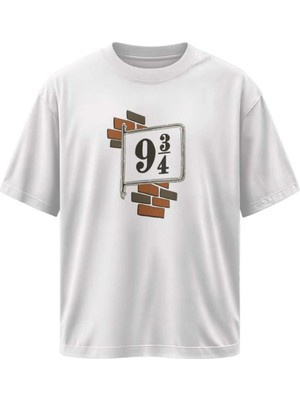 Buzagi Unisex Oversize Tişört Harry Potter Beyaz