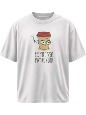 Buzagi Unisex Oversize Tişört Harry Potter Beyaz