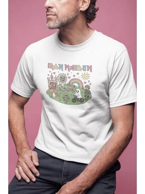 Buzagi Unisex Tişört Iron Maiden Beyaz