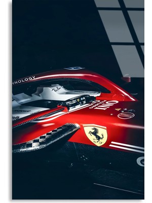 Steelartdec Ferrari Yakın Çekim F1 Cam Tablo – Formula 1 Duvar Dekoru