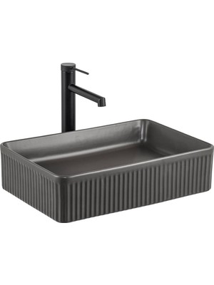 Lena - Tezgah Üstü Lavabo Mat Füme Outlet - E-W1004MF-