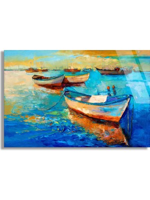 Steelartdec Yağlı Boya Tekneler Cam Tablo