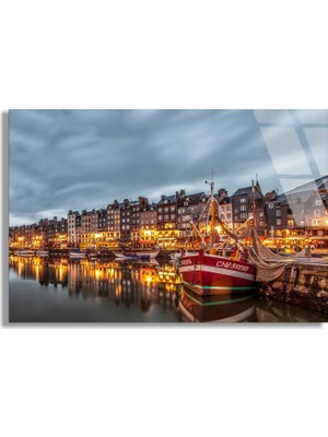 Steelartdec Liman Kasabası Cam Tablo