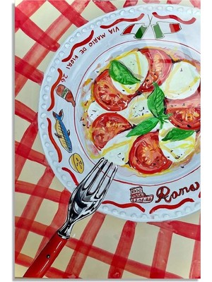 Steelartdec Caprese Salata Tabağı Cam Tablo