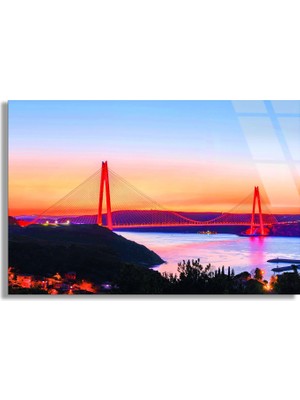 Steelartdec Istanbul Boğaz Köprüsü Cam Tablo