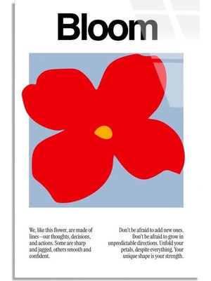 Steelartdec Kırmızı Çiçek Bloom Posteri Cam Tablo
