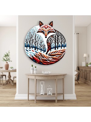 Steelartdec Kış Ormanında Tilki Metal Tablo