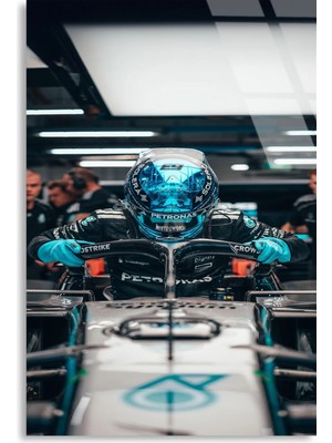 Steelartdec Mercedes Garaj Pilotu F1 Cam Tablo – Formula 1 Duvar Dekoru
