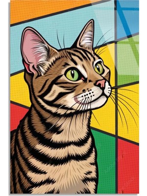 Steelartdec Pop Art Tekir Kedi Cam Tablo