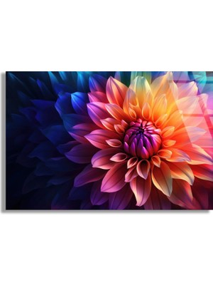 Steelartdec Renkli Yıldız Çiçeği Cam Tablo