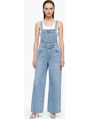 Hakke Askılı Wide Leg Denim Tulum