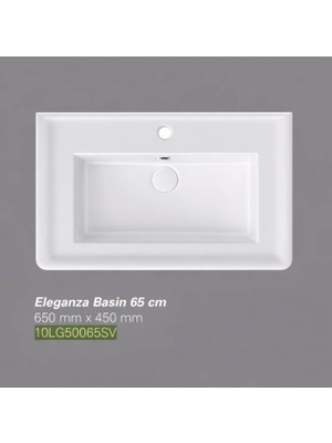Isvea - Eleganza Dolap Uyumlu Lavabo 65 cm Beyaz Dekorsuz Delikli - 10LG50065SV
