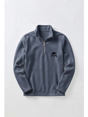 Afc Studio Unisex %100 Pamuk Dik Yaka Yarım Fermuarlı Sweatshirt
