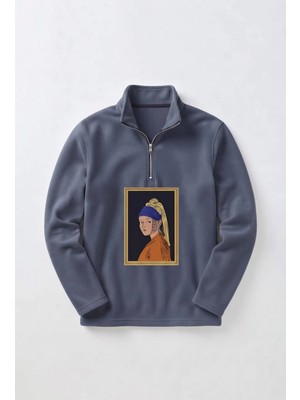 Afc Studio Unisex %100 Pamuk Dik Yaka Yarım Fermuarlı Sweatshirt