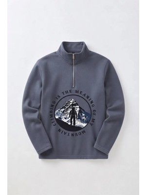 Afc Studio Unisex %100 Pamuk Dik Yaka Yarım Fermuarlı Sweatshirt