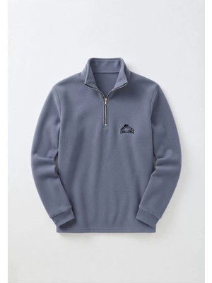 Afc Studio Unisex %100 Pamuk Dik Yaka Yarım Fermuarlı Sweatshirt