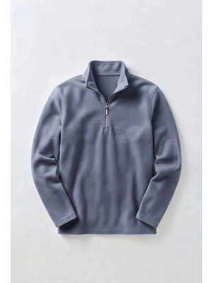 Afc Studio Unisex %100 Pamuk Dik Yaka Yarım Fermuarlı Sweatshirt