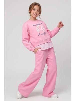 Dmb Mojo Kız Çocuk 4-9 Yaş Sweatshirt-Palazzo Eşofman Takımı Pembe