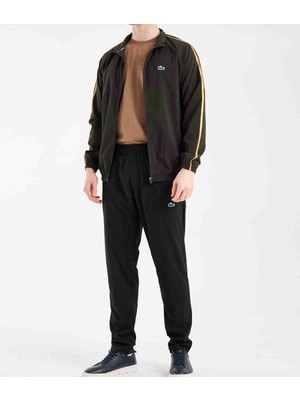 Lacoste Regular Fit Şeritli Haki Mevsimlik  Ince Eşofman Takımı