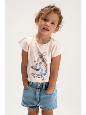 Mayoral Kız Çocuk 4-9 Yaş Beli Lastikli Basic Denim Şort Mavi