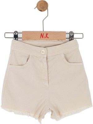 Nk Kids Kız Bebek 1-4 Yaş Eteği Püsküllü Modal Kumaş Şort Krem