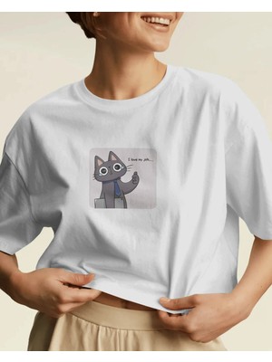 Buzagi Unisex Tişört I Love My J*b Beyaz