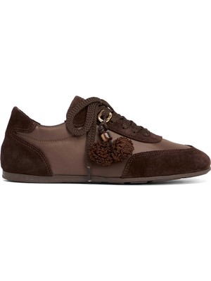 Tergan Kahverengi Deri-Tekstil Kadın Sneaker - K26S1AY68841-V4W