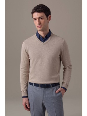 Hemington Extrafine Merino V Yaka Vizon Rengi Triko