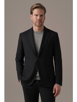 Hemington Italyan Yün Kaşmir Koyu Siyah Blazer Ceket