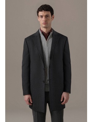 Hemington Italyan Saf Yün Antrasit Palto