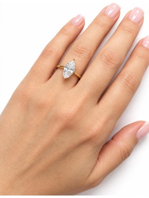 New Obsessions Tektaş Marquize Ayarlanbilir Gold Yüzük