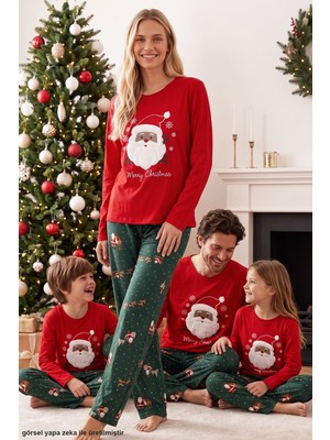 Siyah İnci Yılbaşı Temalı Termal Kumaşlı Ultra Soft Yumuşak Örme Annek-Kız Pijama Takımı 26226928-1