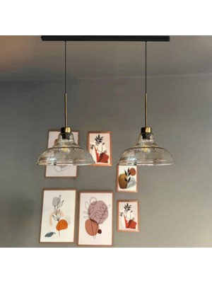 Bamyum Ikili Vishi Cam Bal Rengi Avize Eskitme Başlık Retro Sarkıt Lamba Restoran Salon Aydınlatma