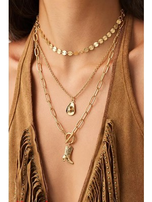 New Obsessions 4 Adet Kowboy Gold Kolye Seti