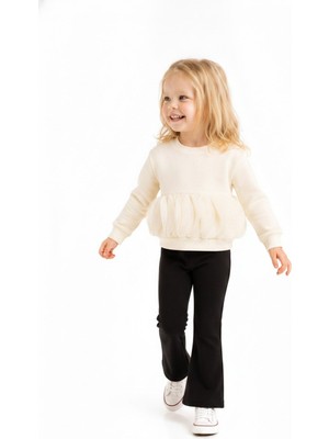 Nk Kids Kız Bebek 1-4 Yaş Krape Desenli Sweatshirt Krem