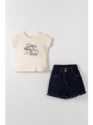 Nk Kids Kız Bebek 1-4 Yaş Püsküllü Paça Denim Şort Lacivert