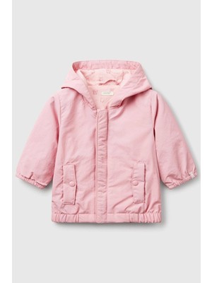 Benetton Kız Bebek 0-18 Ay Penye Astarlı Yağmurluk Pembe
